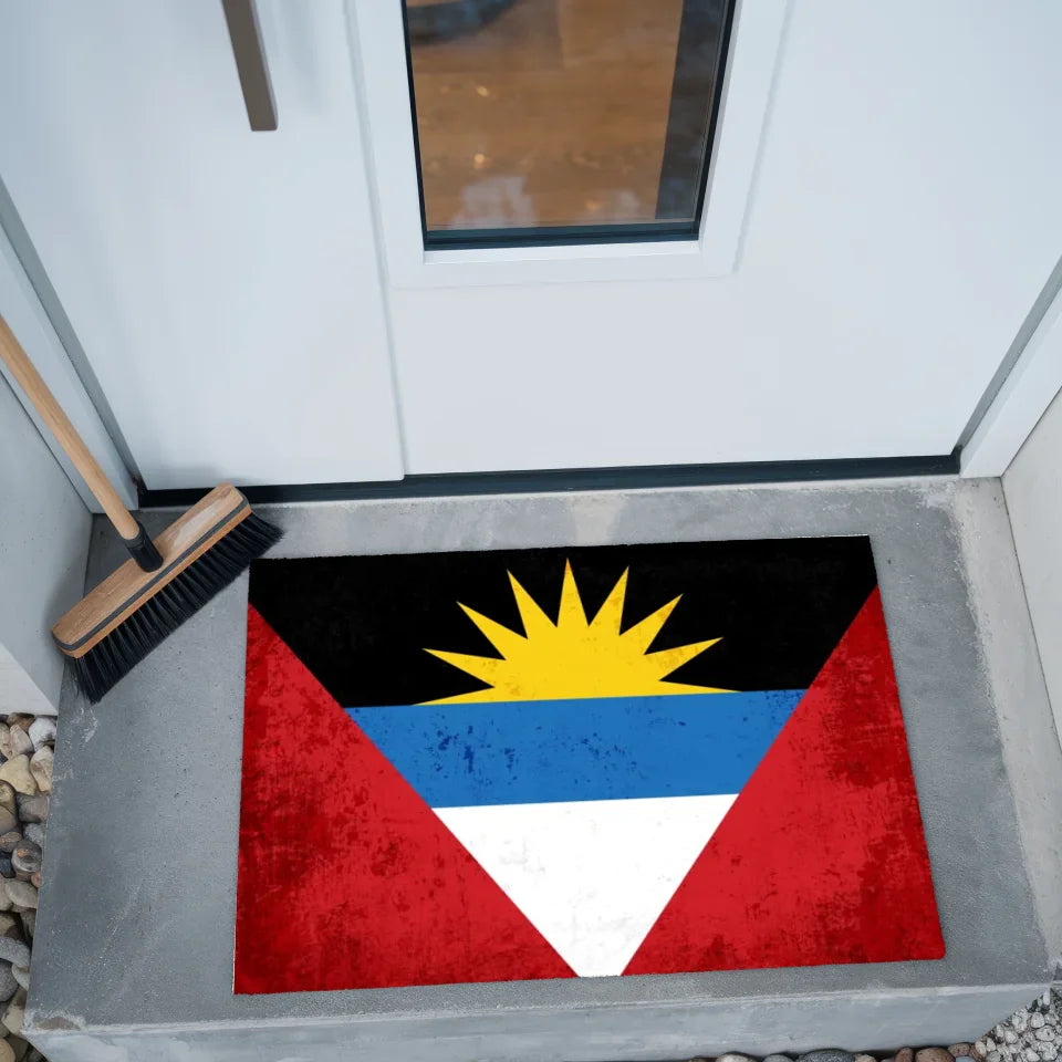 Personalisierte Fußmatte Antigua und Barbuda mit Länderflagge Wunschtext