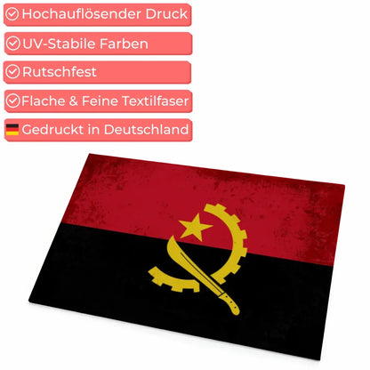 Personalisierte Fußmatte mit Länderflagge Angola und Wunschtext