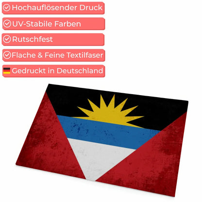 Personalisierte Fußmatte Antigua und Barbuda mit Länderflagge Wunschtext