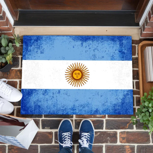 Personalisierte Fußmatte Argentinien mit Länderflagge Wunschtext