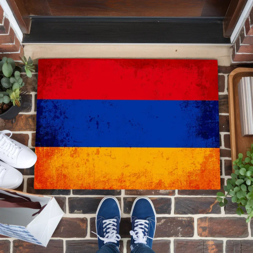 Personalisierte Fußmatte Armenien mit Länderflagge Wunschtext