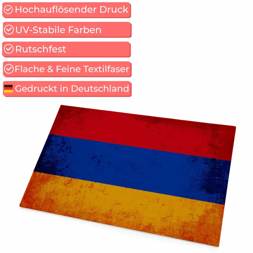 Personalisierte Fußmatte Armenien mit Länderflagge Wunschtext