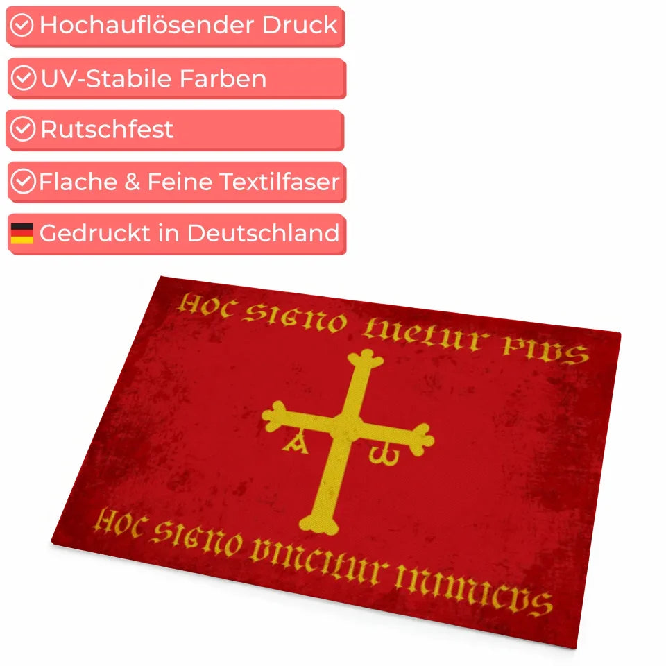 Personalisierte Fußmatte mit Länderflagge und Wunschtext Asturien