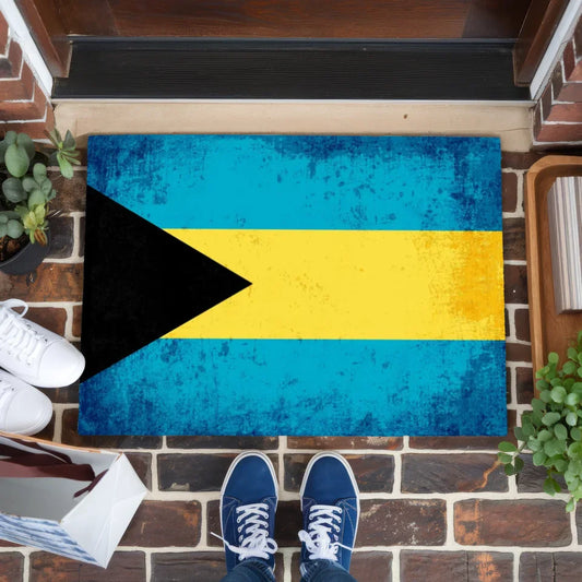 Personalisierte Fußmatte Länderflagge Wunschtext Bahamas Design 1