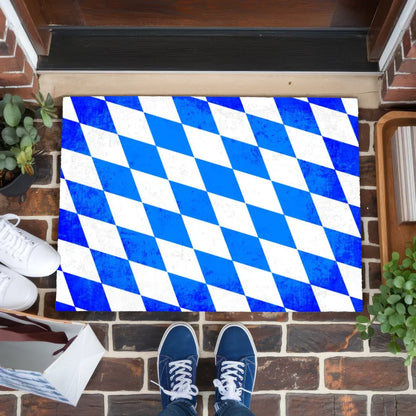 Personalisierte Fußmatte mit Bayern Länderflagge und Wunschtext