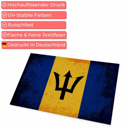 Personalisierte Fußmatte Barbados mit Länderflagge und Wunschtext