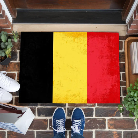 Personalisierte Fußmatte Belgien mit Länderflagge Wunschtext