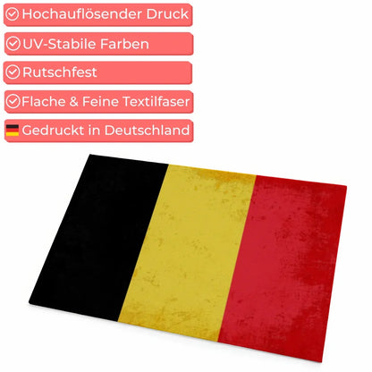 Personalisierte Fußmatte Belgien mit Länderflagge Wunschtext