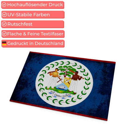 Personalisierte Fußmatte Belize mit Wunschtext und Länderflagge