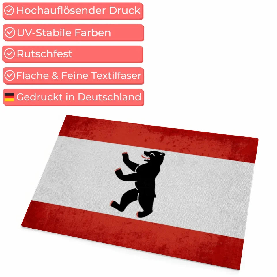 Personalisierte Fußmatte mit Länderflagge und Wunschtext Berlin