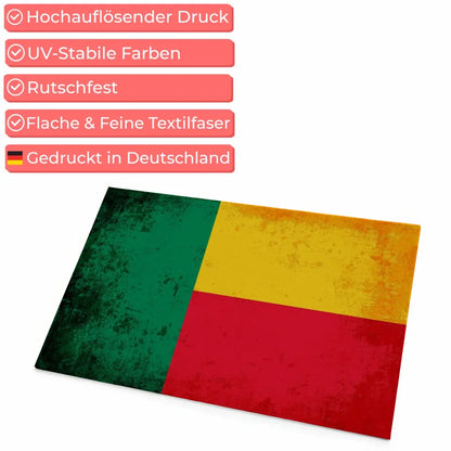 Personalisierte Fußmatte mit Länderflagge und Wunschtext Benin gestalten