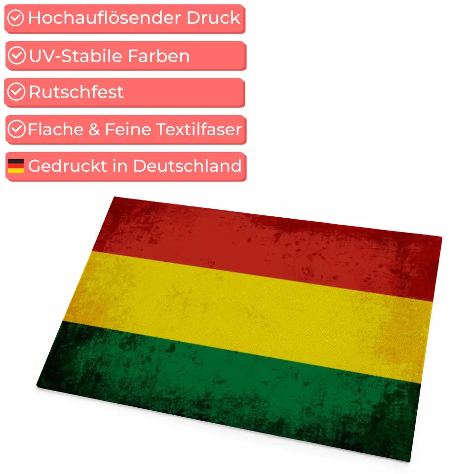 Personalisierte Fußmatte mit Länderflagge Bolivien und Wunschtext