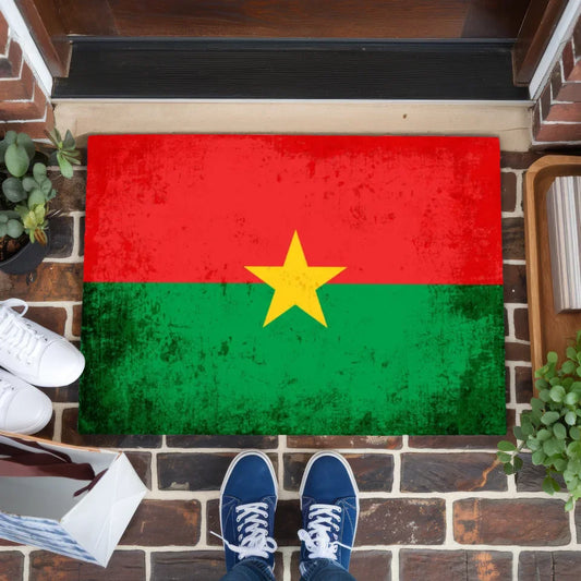 Personalisierte Fußmatte mit Länderflagge Wunschtext Burkina Faso kreativ gestalten