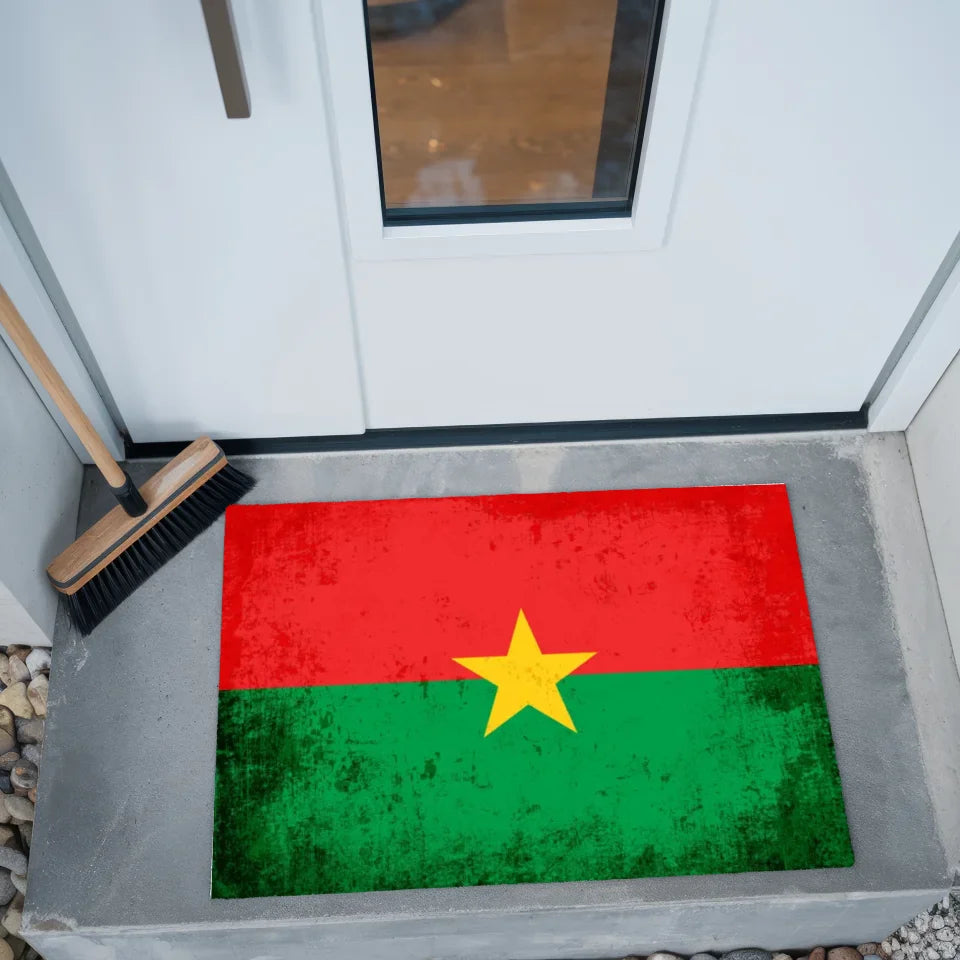 Personalisierte Fußmatte mit Länderflagge Wunschtext Burkina Faso kreativ gestalten