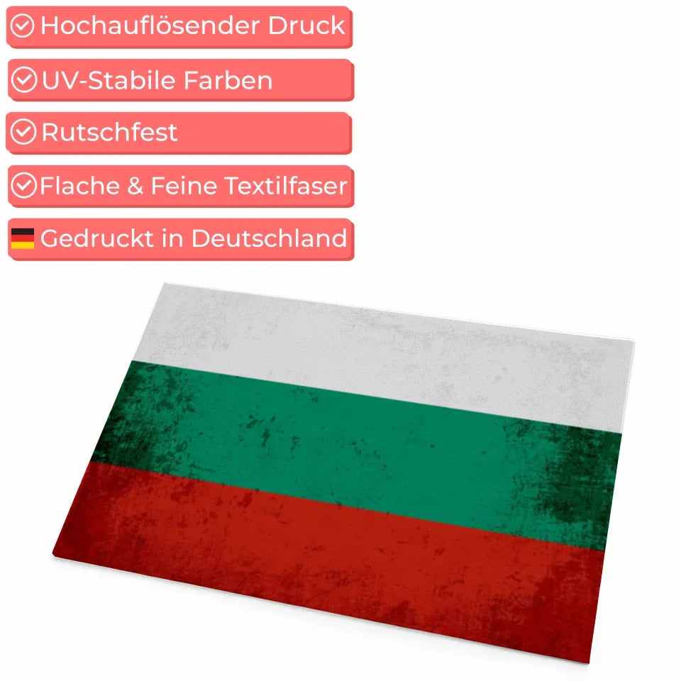 Personalisierte Fußmatte mit Länderflagge Bulgarien Wunschtext