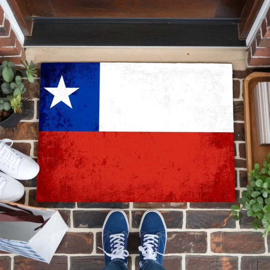 Personalisierte Fußmatte Chile mit Länderflagge und Wunschtext