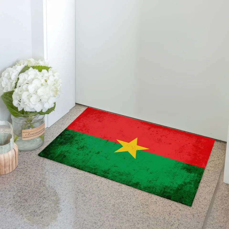 Personalisierte Fußmatte mit Länderflagge Wunschtext Burkina Faso kreativ gestalten