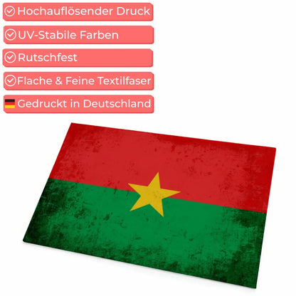 Personalisierte Fußmatte mit Länderflagge Wunschtext Burkina Faso kreativ gestalten