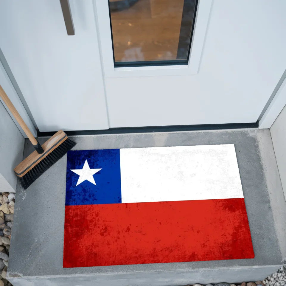 Personalisierte Fußmatte Chile mit Länderflagge und Wunschtext