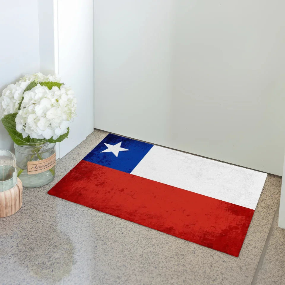 Personalisierte Fußmatte Chile mit Länderflagge und Wunschtext