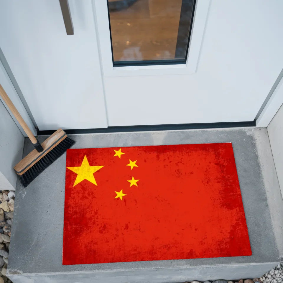 Personalisierte Fußmatte mit Länderflagge und Wunschtext China gestalten