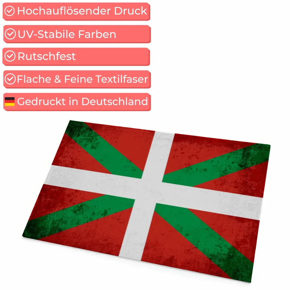 Personalisierte Fußmatte mit Länderflagge Wunschtext Das Baskenland