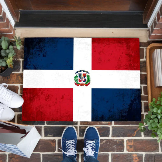 Personalisierte Fußmatte Länderflagge Wunschtext Dominikanische Republik 1