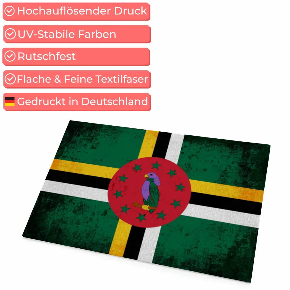 Fußmatte personalisiert mit Länderflagge und Wunschtext Dominica