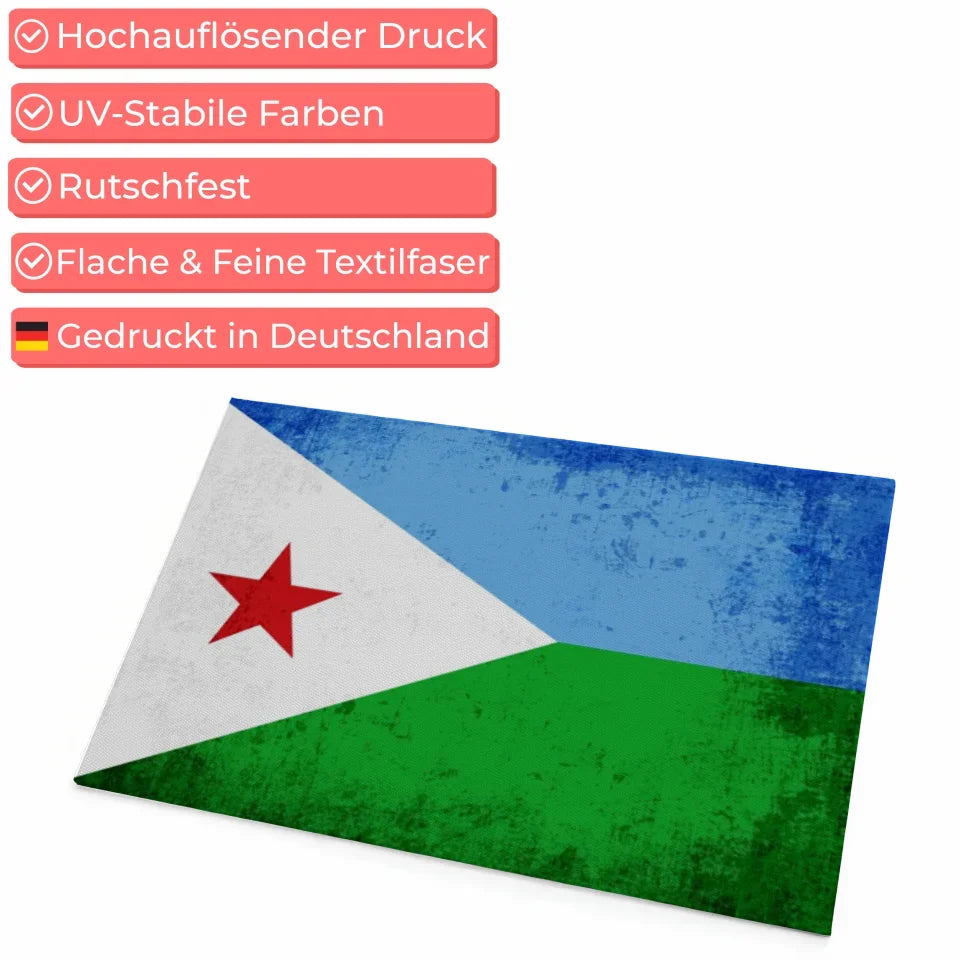 Personalisierte Fußmatte Dschibuti mit Länderflagge und Wunschtext