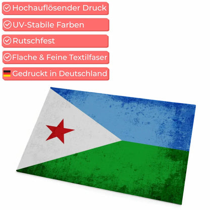 Personalisierte Fußmatte Dschibuti mit Länderflagge und Wunschtext