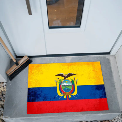 Personalisierte Fußmatte mit Länderflagge Ecuador und Wunschtext