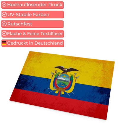 Personalisierte Fußmatte mit Länderflagge Ecuador und Wunschtext