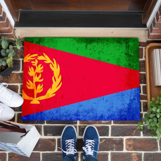 Personalisierte Fußmatte mit Eritrea Länderflagge und Wunschtext