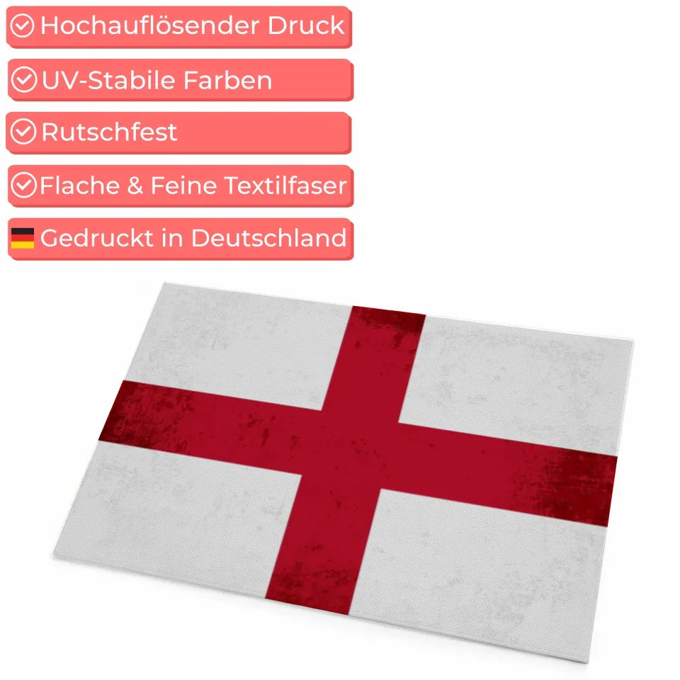 Personalisierte Fußmatte mit Länderflagge und Wunschtext England Design