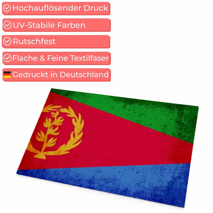 Personalisierte Fußmatte mit Eritrea Länderflagge und Wunschtext