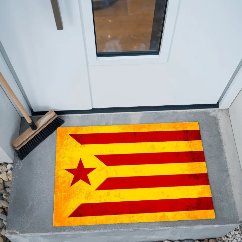 Personalisierte Fußmatte mit Länderflagge Wunschtext Estelada Roja Katalonien