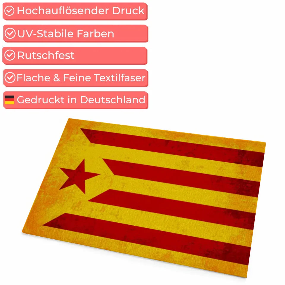 Personalisierte Fußmatte mit Länderflagge Wunschtext Estelada Roja Katalonien