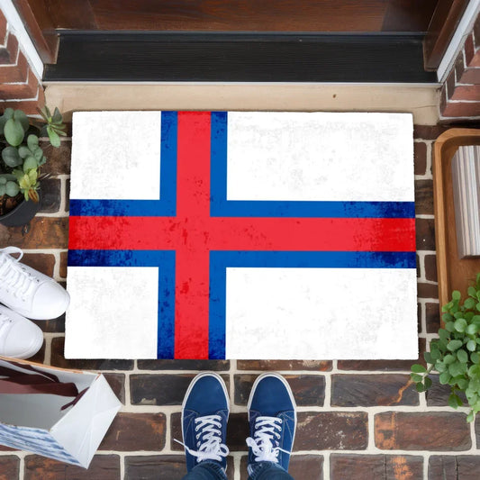 Personalisierte Fußmatte mit Länderflagge Färöer Inseln Wunschtext