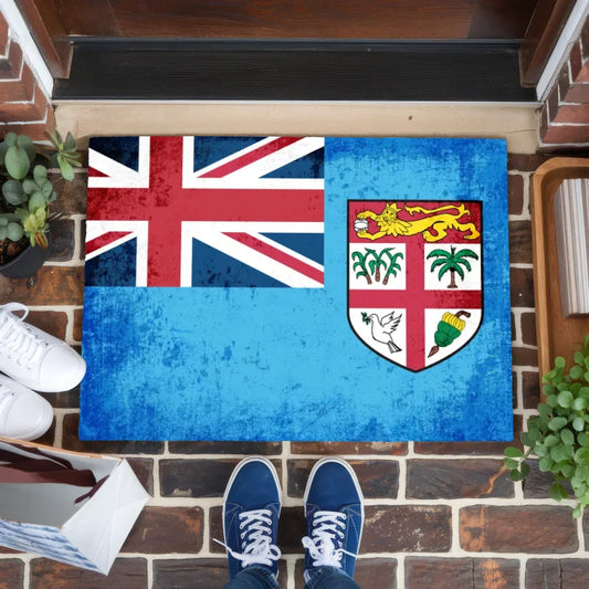 Personalisierte Fußmatte Fidschi mit Länderflagge und Wunschtext gestalten 1