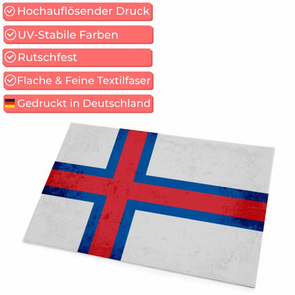 Personalisierte Fußmatte mit Länderflagge Färöer Inseln Wunschtext