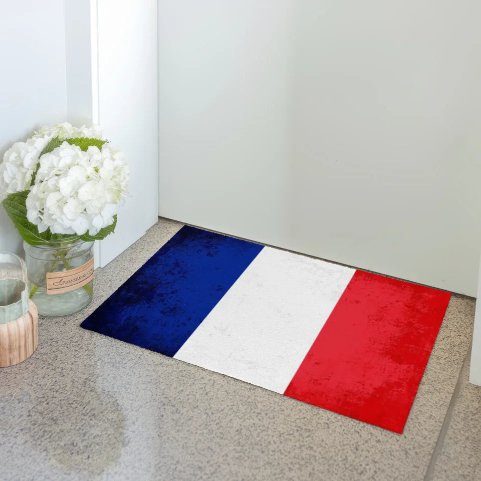 Personalisierte Fußmatte Frankreich mit Länderflagge und Wunschtext 3