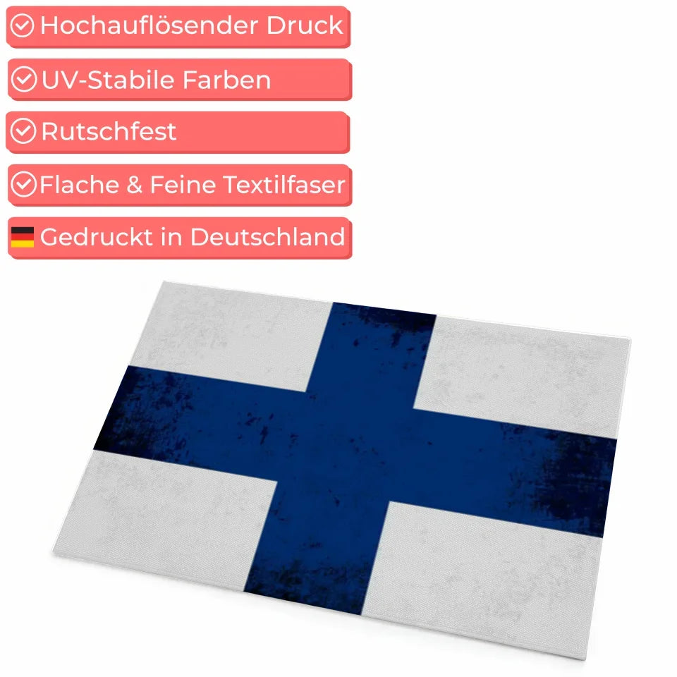 Personalisierte Fußmatte mit Länderflagge Wunschtext Finnland