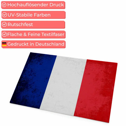 Personalisierte Fußmatte Frankreich mit Länderflagge und Wunschtext 4