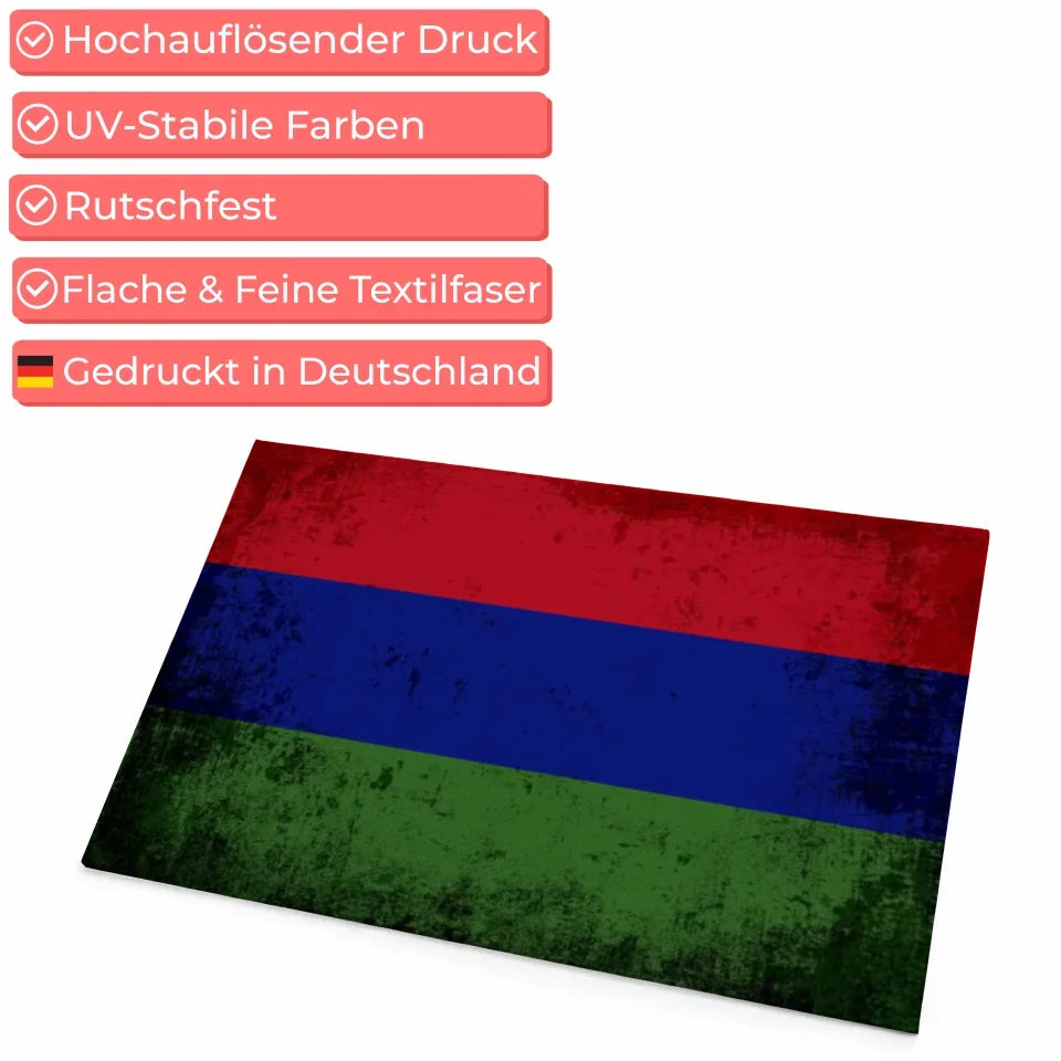 Personalisierte Fußmatte mit Länderflagge und Wunschtext Gambia