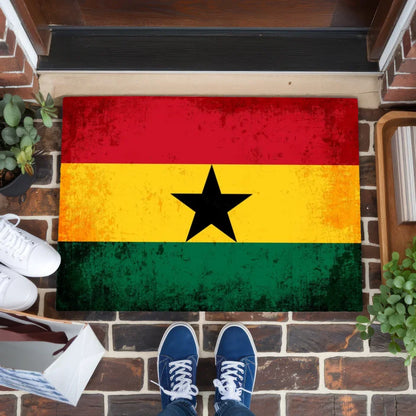 Personalisierte Fußmatte mit Länderflagge und Wunschtext Ghana