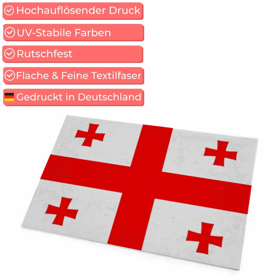 Personalisierte Fußmatte mit Länderflagge Georgien Wunschtext