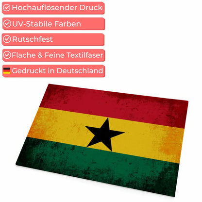 Personalisierte Fußmatte mit Länderflagge und Wunschtext Ghana