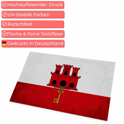 Personalisierte Fußmatte mit Länderflagge und Wunschtext Gibraltar