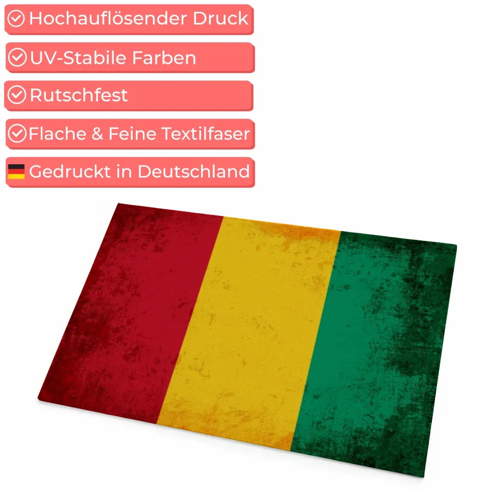 Fußmatte personalisiert mit Länderflagge Wunschtext Guinea gestalten