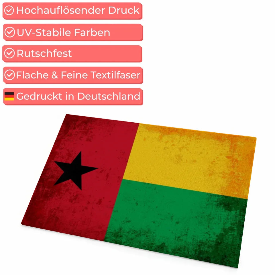 Personalisierte Fußmatte Guinea Bissau mit Länderflagge Wunschtext